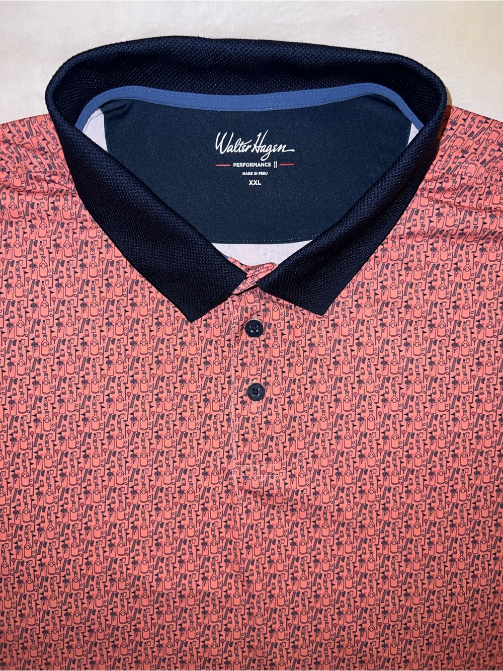 Walter Hagen P11 Cocktails Pink Navy Blue Men’s 2XL Performance Golf Polo